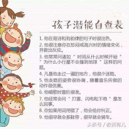 人民日报公布孩子潜能自查表20条，家长自测，看孩子的特长在哪里
