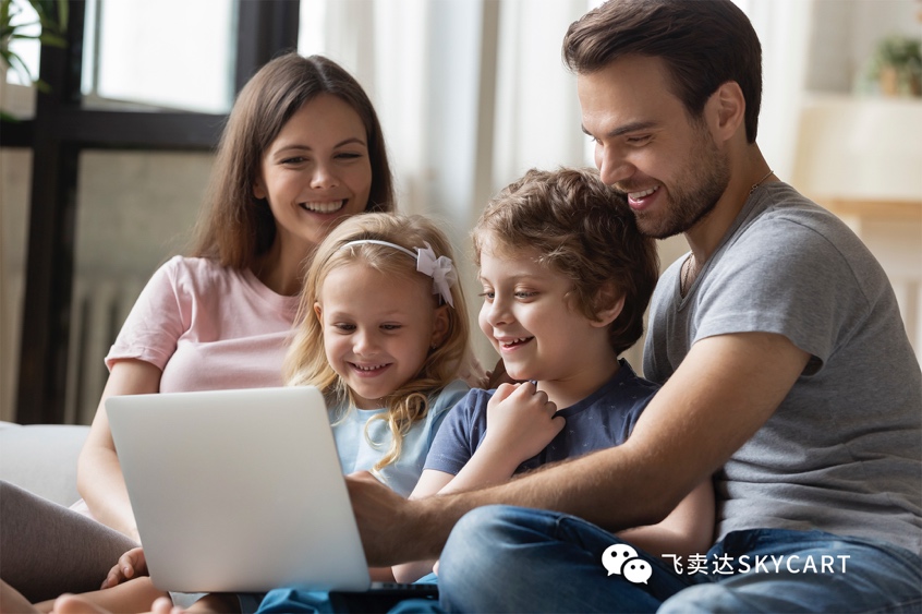 A family using a computerDescription automatically generated with low confidence